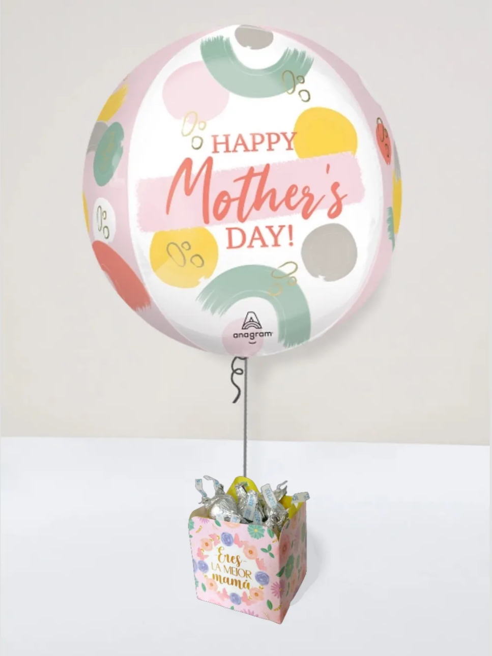 Esfera 18'' Happy Mother's Day + Chocolates KISSES