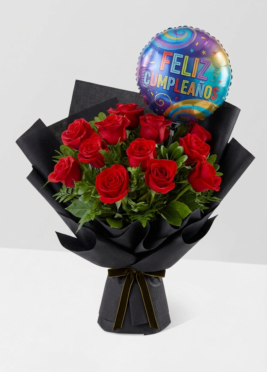 Por ti + Globo cumple | 12 Rosas